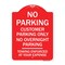 Signmission No Parking Customer Parking Only No Overnight Parking Towing Enforced at Your Expense, RW-1824-23754 A-DES-RW-1824-23754 - alternate 1